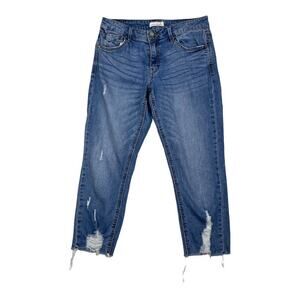 Anthropologie Unpublished Light Blue Raw Hem Distressed Ankle Jean Size 26